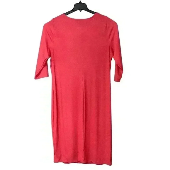 Lane Bryant Size 26/28 Pink Twist Neck Key Hole Knit Dress 3/4 Sleeves - Picture 2 of 4